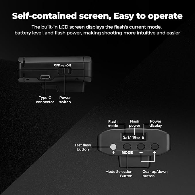K&F CONCEPT Camera Flash Light, Camera Speedlite GN12/5600K, Built-in 2000mAh Battery Compatible with Canon/Fujifilm/Olympus and Other DSLR Digital Cameras, Speedlight with Single Contact Hot Shoe
