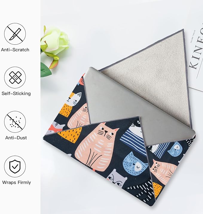 BEIYANG Camera Protective Wrap, Lens Protector Wrapper, 22 x 22 Inch Magic Self-Adhesive Cloth for Camera/Lens/Phone/DSLR/Laptop/Accessories, Anti Scratch Equipment Wrap Storage Pouch
