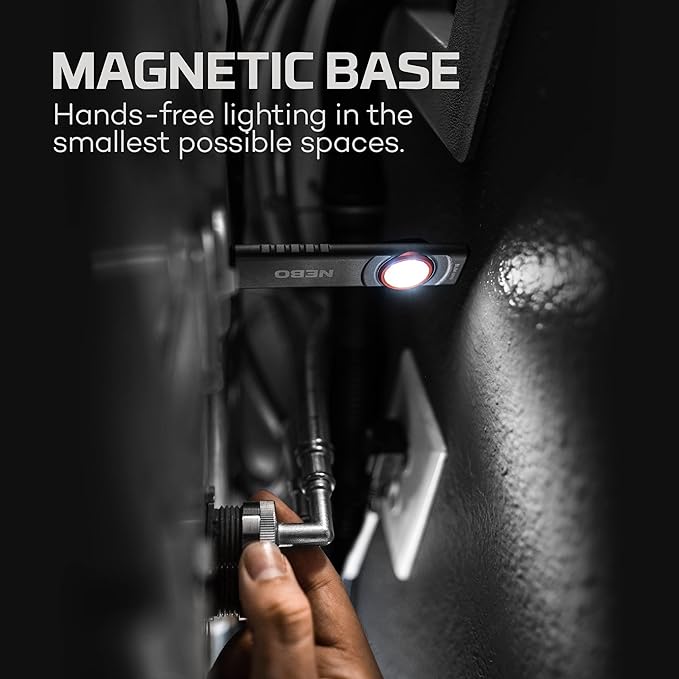NEBO SLIM Mini Rechargeable Pocket Light | 250 Lumens, 2 Light Modes, Small Flashlight for EDC & Emergencies, Magnetic Base, Lightweight, Water Resistant & Durable, Includes Charging Cable