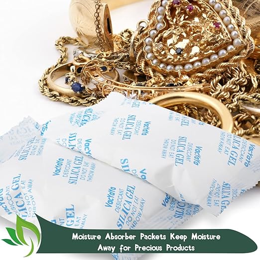 VacYaYa 5 Gram(100Packs) Food Grade Moisture Absorbers Silica Gel Packs Desiccant for Storage,Food Safe Dessicant Silica Gel Packets for Moisture Storage Control