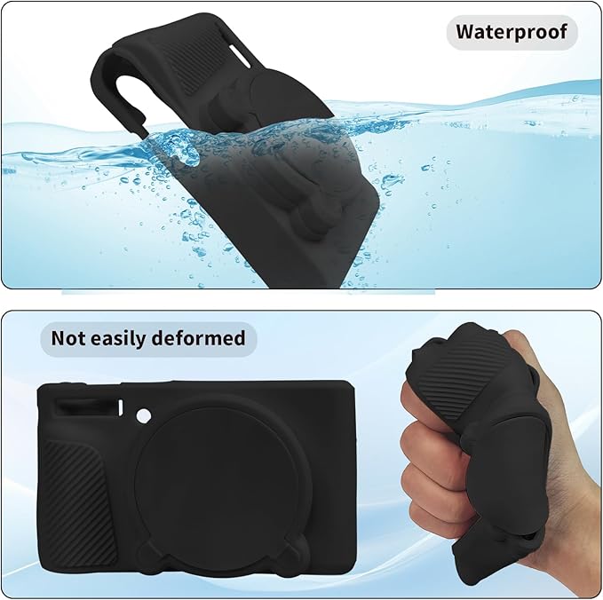 Easy Hood PowerShot SX740/SX730 Camera Case, Camera Cover Silicone Protective Case with Removable Lens Cover, Anti-scratch Soft Camera Body Skin,Black