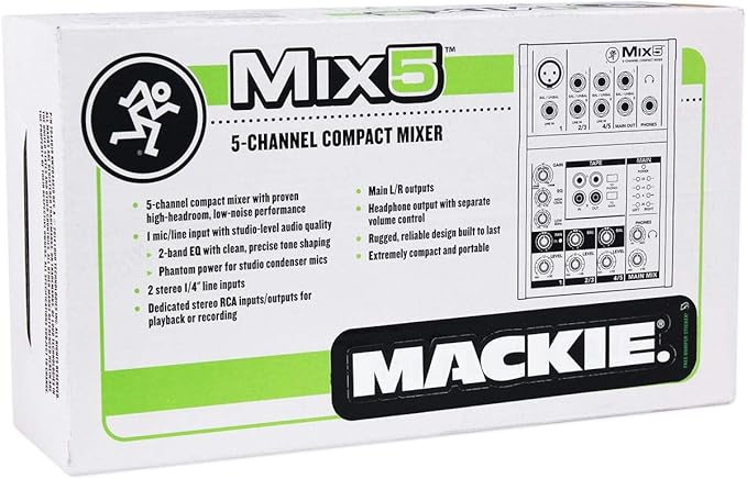 Mackie Mix5 5-Channel Compact Mixer, Black