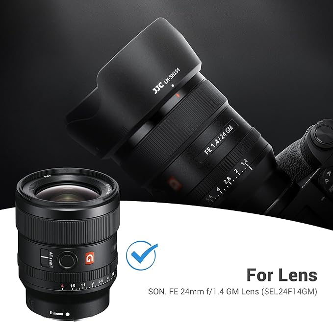 JJC ALC-SH154 Bayonet Reversible Lens Hood Shade for Sony FE 24mm f/1.4 GM Lens SEL24F14GM, Replaces Sony ALC-SH154 Lens Hood, Allows to Attach 67mm Filter & Lens Cap, No Vignetting