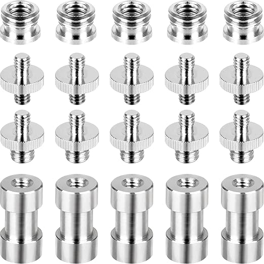 Camera Screw Set - 20pcs Tripod Adapter Mounts for 1/4" to 3/8" Light Stand Monopod Ballhead Flash Shoulder Rig
