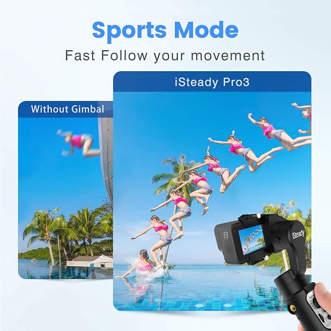 3-Axis Gimbal Stabilizer Handheld for GoPro 8 Action Camera W/Tripod Mount Water-Resistance Wireless Control for GoPro Hero 8,7,6,5,4 DJI Osmo Action,Sony RX0 – hohem iSteady Pro3