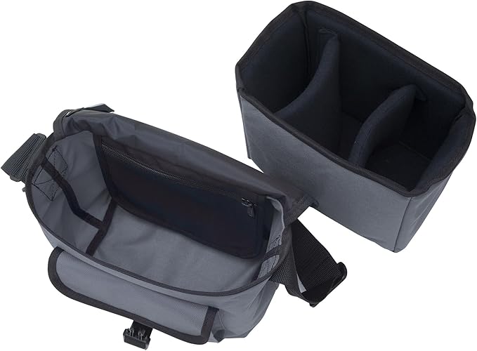 Manhattan Portage Aperture Camera Bag Water-Resistant DSLR & Tech Crossbody with Removable Padded Insert (Grey)