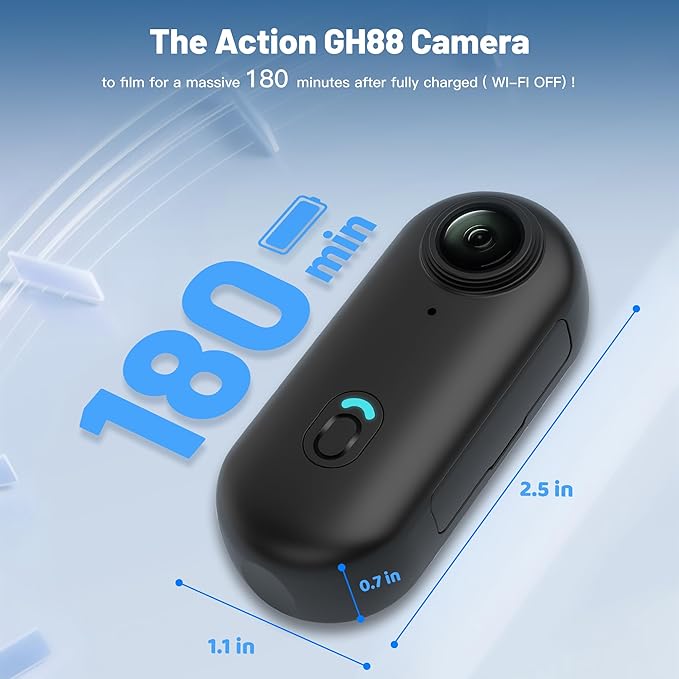 Meoilkolnm Mini Body Camera, Wearable Action Body Cam, Thumb Size Hands Free Recording Body Worn Camera, Premium Portable Camcorder Mount Anywhere for Pet Walking, Work, Travel (Black, 64GB)