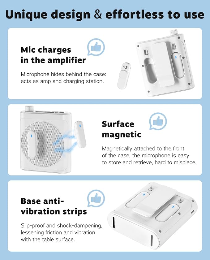 Tearstone Voice Amplifier for Teachers with Wireless Magnetic Lavalier Microphone, Bluetooth Portable Rechargeable Speaker, 2 Mics for Classroom, Meetings, Speeches, Outdoor (White)