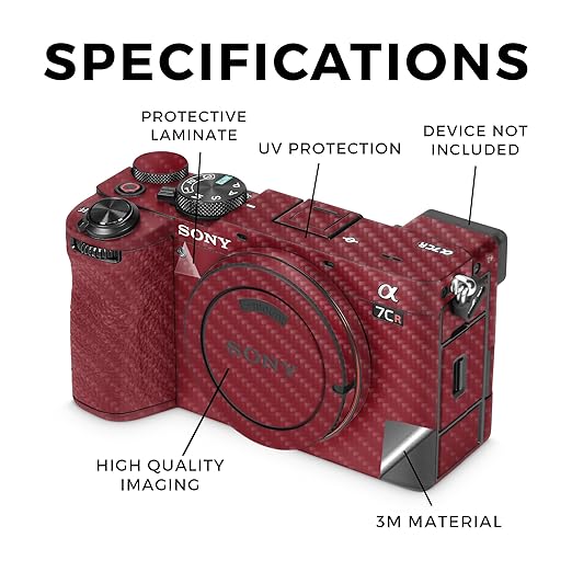 Carbon Fiber Camera Skin Compatible with Sony Alpha 7CR Camera (2023) - Solid Burgundy - Premium 3M Vinyl Protective Wrap Decal Cover - Easy to Apply | Crafted in The USA by MightySkins