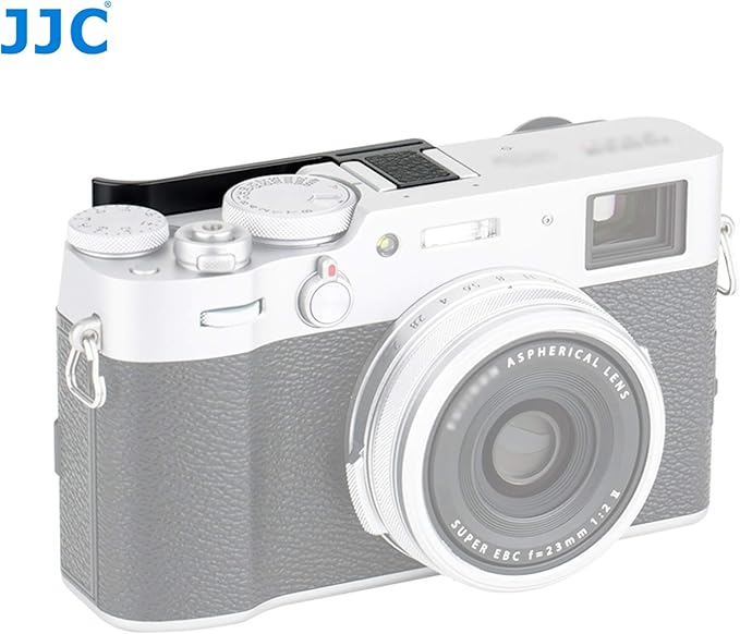 JJC TA-X100V Black Thumbs Up Grip for Fuji X100V Camera, Hot Shoe Thumb Grip Comaptible with Fujifilm X100V X100F X-E3, Made of Premium Anodized Aluminium Alloy, Weight 6G, Size 66.128.39mm