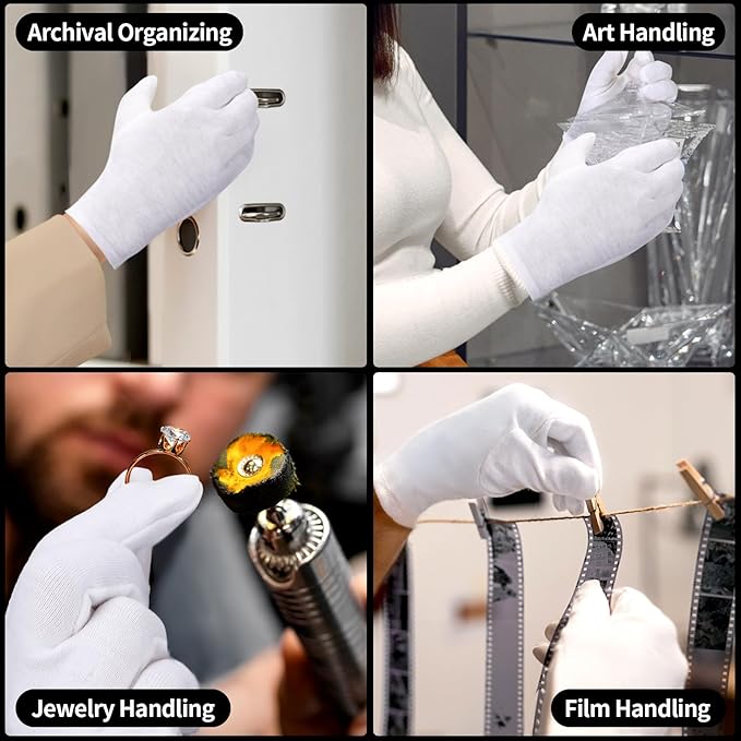 ENPOINT Touch Screen Gloves, 5 Pairs Cotton Gloves, White Cotton Gloves for Dry Hands Sleeping, Archival Gloves White Cotton Gloves for Art Handling, Coin Handling, Jewelry, Photography, Large