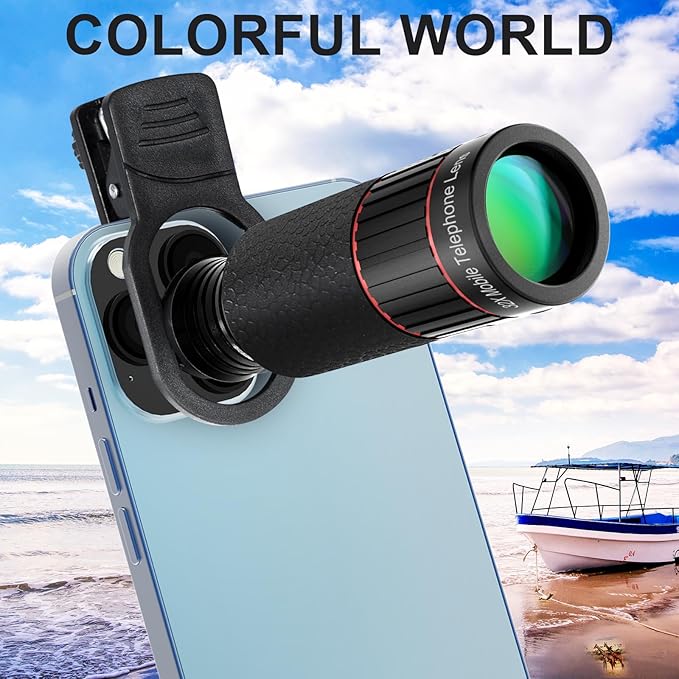 2025 Newly 32X Phone Camera Lens Telephoto Mobile Lens for iPhone and Android Zoom Cellphone Camera Lens with Phone Clip for Picture Video Taking (Black)