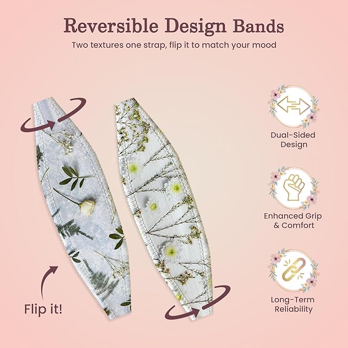 Switchbands Phone Grip Strap - Pack of 2 Reversible Finger Holder for Phone Back, Customizable Anti-Slip Design, Wireless Charging Compatible Detachable Holder for iPhone - Blanc Fresh
