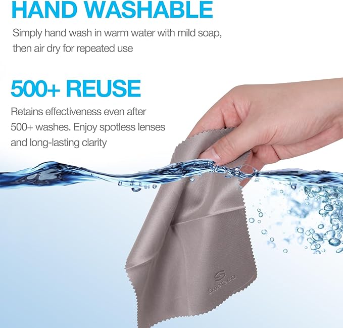 SmoTecQ 32 Pack Microfiber Lens Cleaning Cloths – Ultra-Soft, Scratch-Free Eyeglass Cloths for Glasses, Screens & Camera Lenses – Black + Grey (7×6 in)