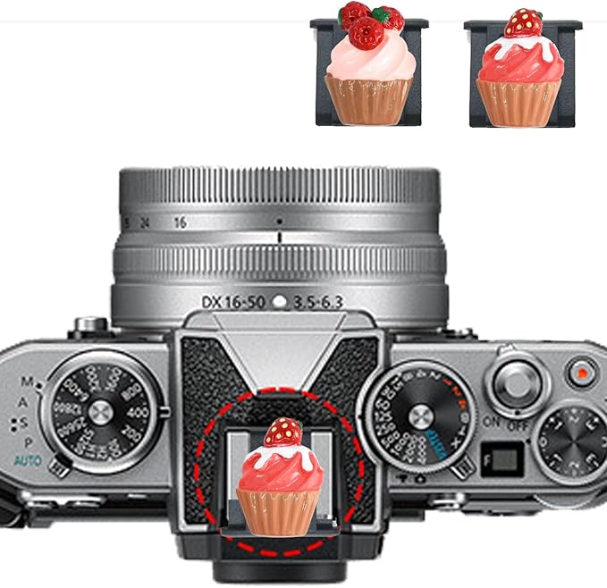 Camera Hot Shoe Cover, Cute Hot Shoe Cap, Hot Shoe Protector Compatible with Sony Fujifilm Fuji Canon Nikon Pentax Leical Panasonic (2pcs Cupcakes)