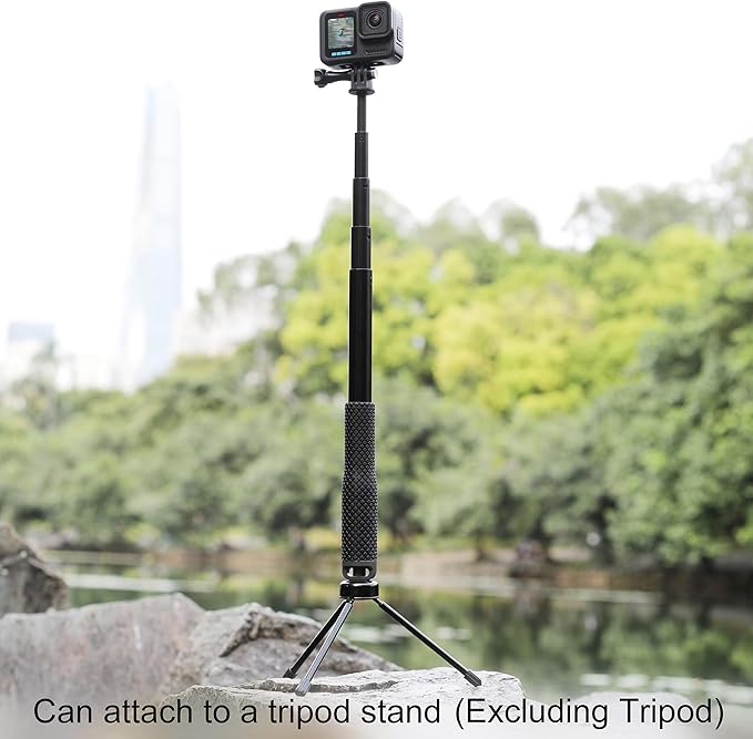 GEPULY Waterproof Selfie Stick Pole Hand Grip Adjustable Underwater Monopod for GoPro Hero 13 12 11 10 9 8 7 6 5 AKASO DJI OSMO 6 5 Pro Action Camera Black