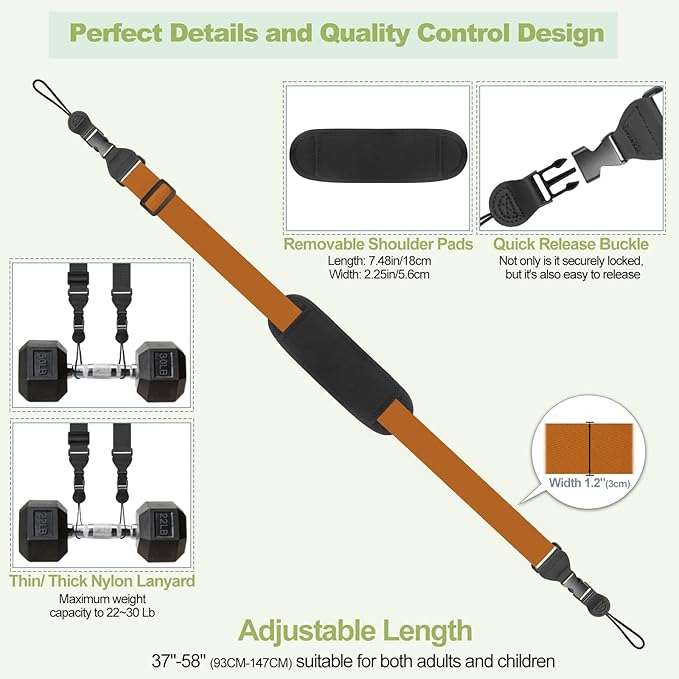 Universal Shoulder Strap, Removable Neoprene Padded Camera Strap, Adjustable Neck Lanyard for iPad, Binocular, Tablet Case, Camera, Luggage Bag (Brown Universal Shoulder Strap)