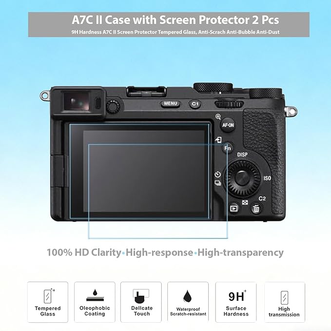 Frevyve Case for Sony A7CII/A7CR Camera Accessories, Soft Silicone Protective Case Skin with Screen Protector, Perfect Fit Sleeve, Lightweight, Anti-Scratch for Sony Alpha 7C II/7CR Cover (Beige)