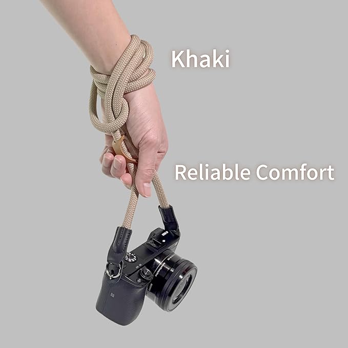 Little Fire Craft Camera Strap Crossbody Camera Neck Shoulder Strap 127cm Climbing Rope for Photographers Lanyard 10mm Thick - Khaki