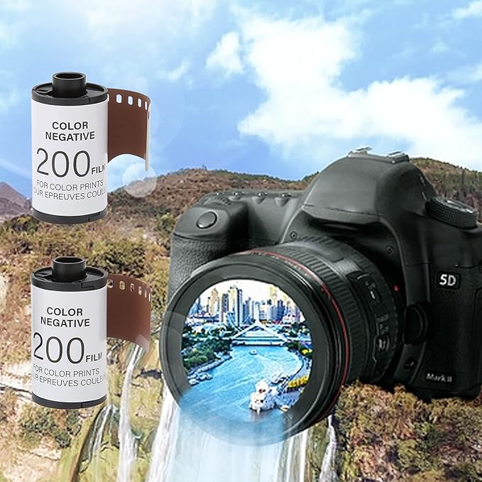 2 Rolls 35mm Camera Color Film ISO 200, High Saturation HD Color Negative Film, 8 Exposures per Roll for 135 Cameras, Ideal for Portraits and Low Light Photography