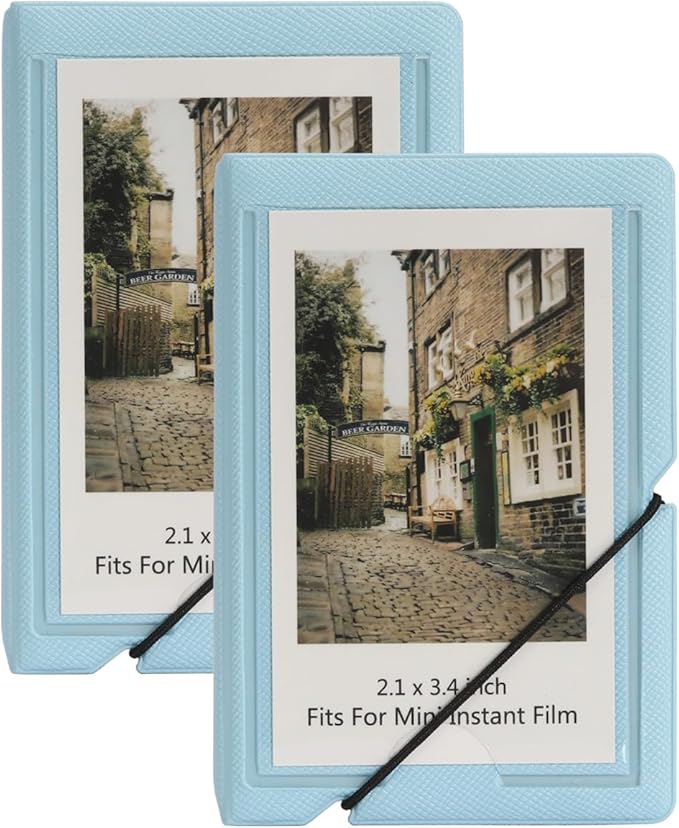 Mini Instant Film Polaroid Photo Album Book For 3 Inch Fujifilm Instax Mini 12 11 9 99 8 7+ 40 EVO Camera Film, HP Sprocket, K-pop Photocards (Sky Blue, 2 Pack)