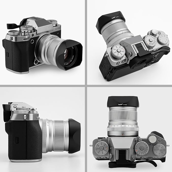 Haoge LH-X50N Bayonet Square Metal Lens Hood for Fujifilm Fuji Fujinon XF 50mm F2 R WR Lens with Metal Cap Kit on X-Pro3 X-T4 X-S10 Camera
