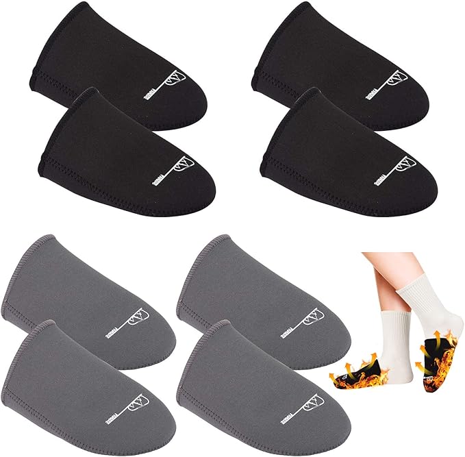 PAMASE 3mm Thickened Toe Neoprene Warmers - 4 Pairs Foot Warmers for Men Women Winter Keep Feet Warm Hunting Cycling Skiing