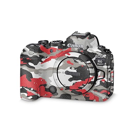 Glossy Glitter Camera Skin Compatible with Canon EOS R6 Mark II Camera (2022) - Red Camo - Premium 3M Vinyl Protective Wrap Decal Cover - Easy to Apply | Crafted in The USA by MightySkins