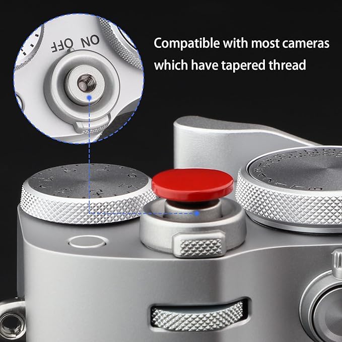 Haoge Metal Shutter Release Button for Fujifilm XE5 X-E4 X-E2S X-E3 X-T2 X-T3 XT4 X-T20 XT30 X-Pro3 X-Pro2 X100V X100T X100S X100F Camara Accessories and Leica M240 M11 M10 M9-P Concave Surface Red