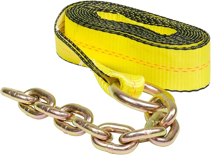 Mytee Products (4 Pack) 2" x 14' Replacement Tie Down Strap w/Chain Extension for 8-Point Tie Down Kits, 4000 lbs WLL