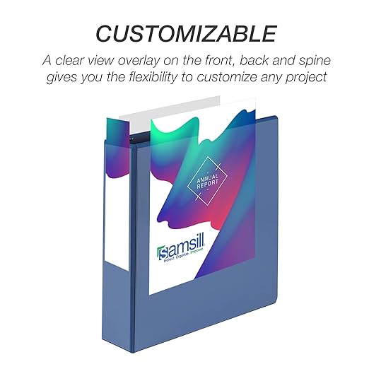 Samsill Durable 2 inch 3 Ring Binder, Made in USA, D Ring Binder, FSC 100% Recycled Chipboard, Blue, 4 Pack