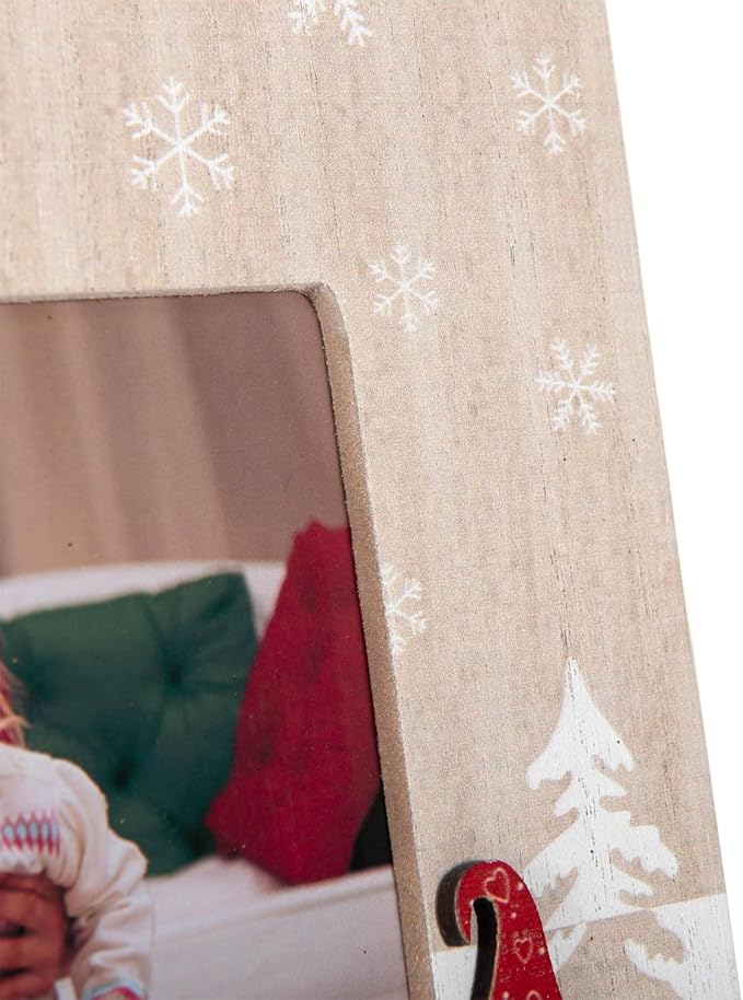 kennethan Christmas White Frame 4x6 Picture Frame with Christmas Santa Decoration 2 Pack Wooden Frame with Glass can Display 4x6 Picture on the Table