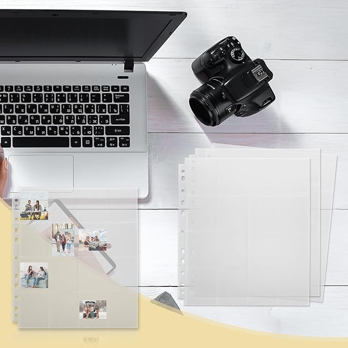 50 Pack Clear Photo Slide Pages, Holds 20 35mm Slides Per Page for 3-Ring Binder, 1000 Pocket 2x2 Inch Top Loading Archival Sleeves