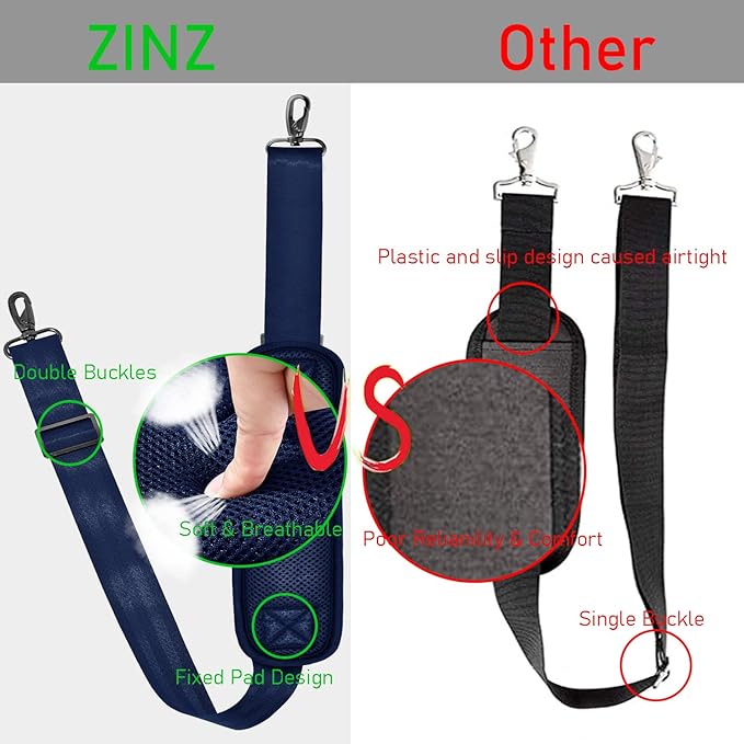 ZINZ 77 Inch Shoulder Strap Univesal Bag Strap with Fixed Pad Ultra Thick Plus Long & Breathable Cushion, Replacement Strap for Bags,Blue