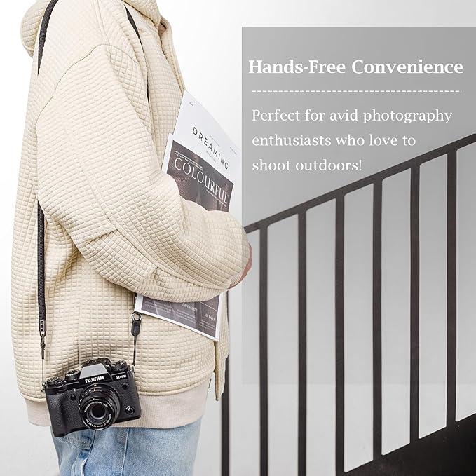 VOVMOEYA Camera Strap Rope,Camera Neck Strap Shoulder Strap for Fujifilm X100VI X100V XS20 XT5 for A6000 A6100 A6400 A6700 A7IV for Canon EOS R6 R10 for Nikon Zf Z5 Z30 - Black