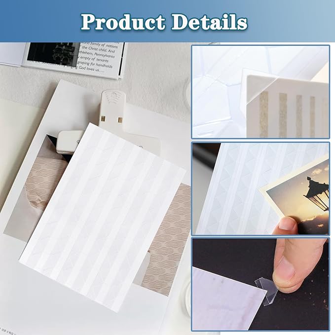 Photo Corners, Self Adhesive Photo Corners for Scrapbooking Clear Picture Mounting Corners Stickers for DIY Scrapbook, Album, Journal, Memory Books - Clear 408pcs, 4 Sheet