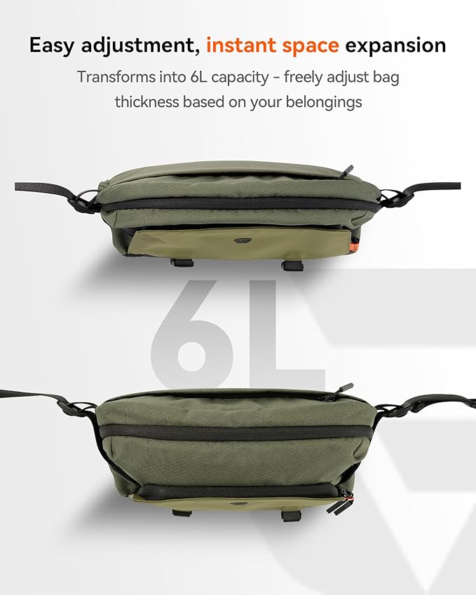 Camera Sling Bag, Everyday Shoulder Bag, Multifunction Portable Travel Bag with Tripod Holder, for Lightweight DSLR/SLR/Mirrorless Small Camera & Gaming Gear - Olive Green
