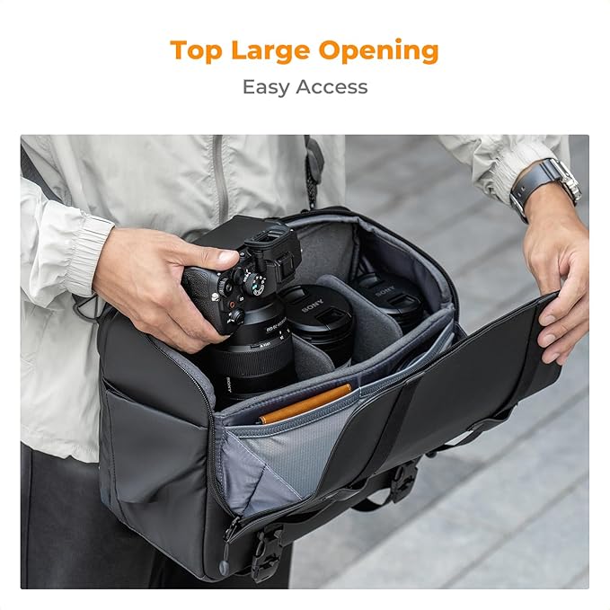 K&F CONCEPT Camera Sling Bag, Waterproof Crossbody Shoulder DSLR/SLR/Mirrorless Camera Bags with Tripod Holder for Photographers
