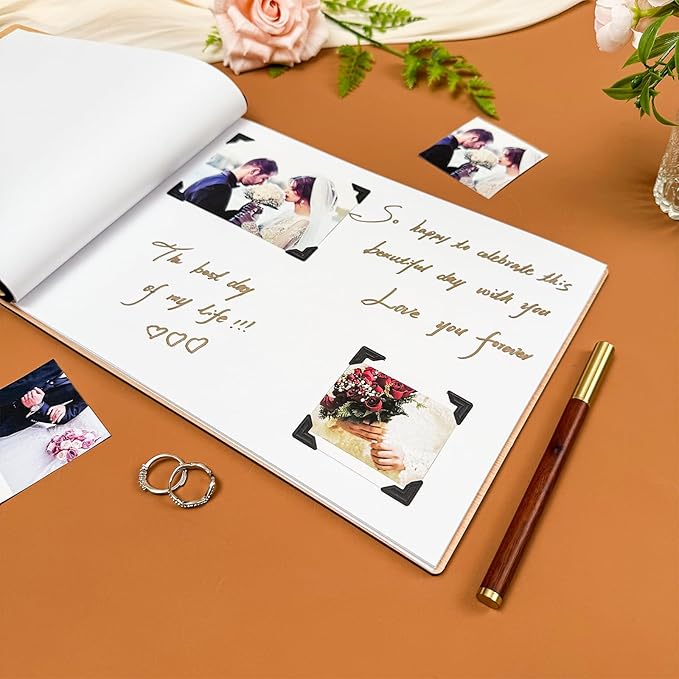 Personalized Wooden Wedding Photo Albums, Personalized Couples Scrapbook, Retro Photo Wedding Scrapbook Anniversary Photo Album Perfect Keepsake Gifts