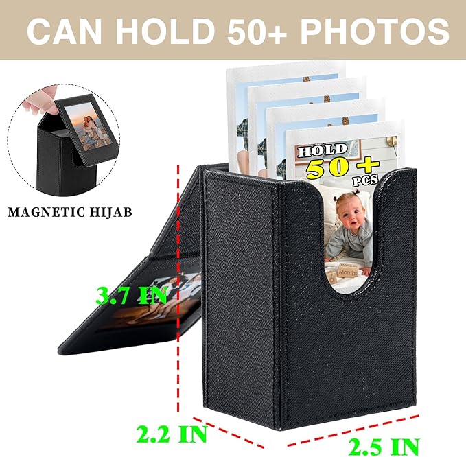 WOGOZAN Mini Picture Holder Case for Fujifilm Instax Mini 12/11/99/90/EVO Camera 2.15x3.4 inches Film Accessories Photo Pouch Protection Case Can hold 50+ films (Black)