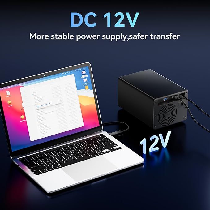 CENMATE 3 Bay Hard Drive Enclosure with Cooling Fan for 2.5“/3.5" SATA HDD/SSD with USB A/C 3.0, Support 60TB, Hot Swappable, Daisy Chain Expansion, Tool-Free HDD Enclosure, DAS(NO RAID/NAS)