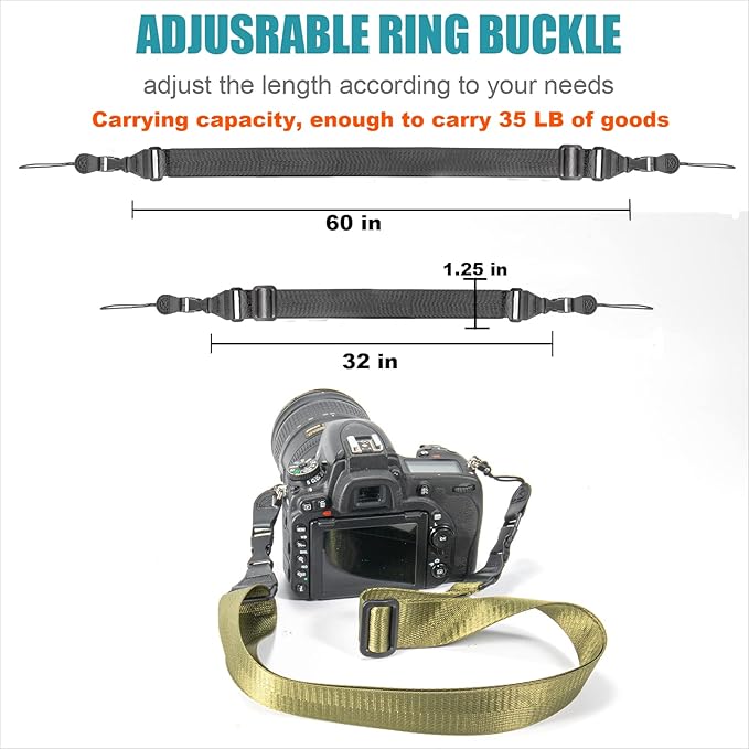 Qbily Universal Shoulder Strap 60 Inch - 3 Pieces, Adjustable Replacement Shoulder Neck Strap for iPhone, ipad, Tablet, Binoculars, Camera, Laptop, Luggage Bag （Grass Green, Black, Silver 3 Colors）