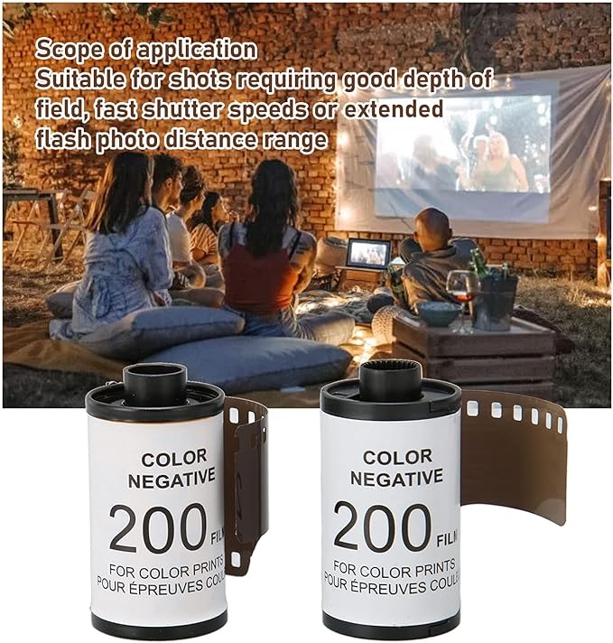 2 Rolls 35mm Camera Color Film, 12 Sheets Each ISO 200, HD, Vintage Negative Film Compatible with 135 Cameras, Fine Resolution