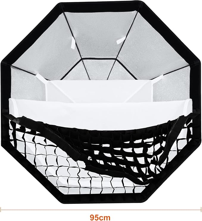 Godox FW95 37 inch/95cm Octagon Softbox Reflector with Honeycomb Grid and Bag for Speedlight Flash(Bowens Mount)