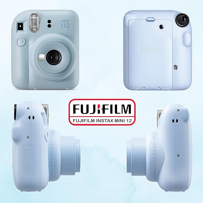 Fujifilm Instax Mini 12 Instant Camera Bundle with Fujifilm Instax Mini Instant Film Value Pack (60 Sheets) with Accessories Including Protective Case, Strap, Photo Album (Pastel Blue)