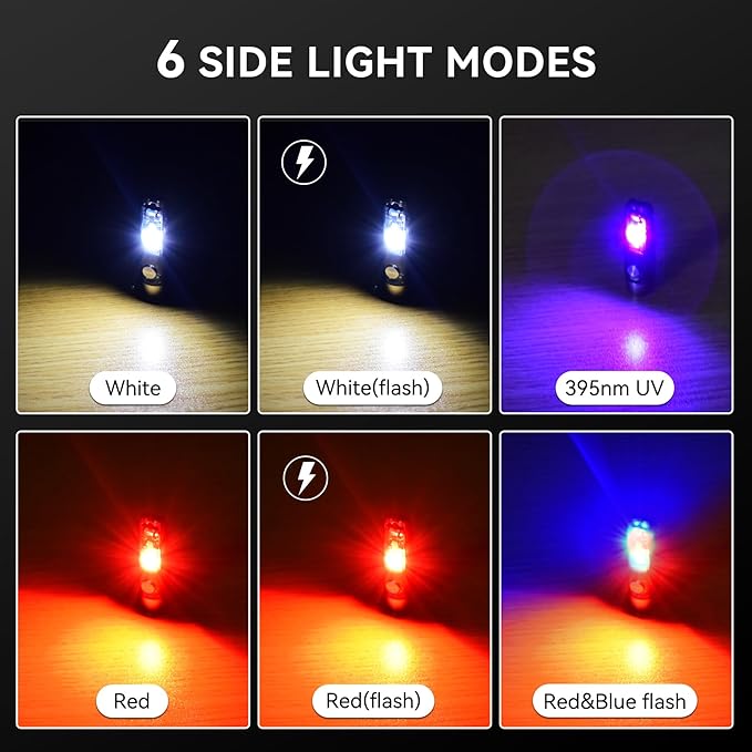 S12PLUS-2 EDC Keychain Flashlight Rechargeable, 610 Lumens Mini Flashlight with Magnet & Clip, USB C Pocket Flashlight and Side Light 6Modes for Emergency, Home, Inspection, Camping (Black)