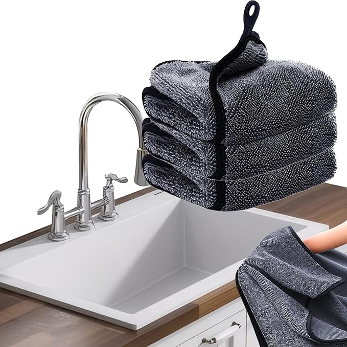 Shiny Wipes Cleaning Cloths,3pcs Drying Towels,Shower Doors Drying Towels,16 * 16in Streak Free Glass Window Car Mirror Super Absorben Microfiber Cleaning Cloths (3pcs Grey 16 * 16″)
