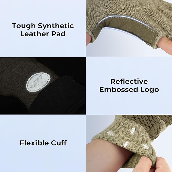 KastKing Bully Wooly 3-Cut Fingerless Wool Fishing Gloves, Cold Weather Warm Winter Gloves for Men & Women, Ice Fishing