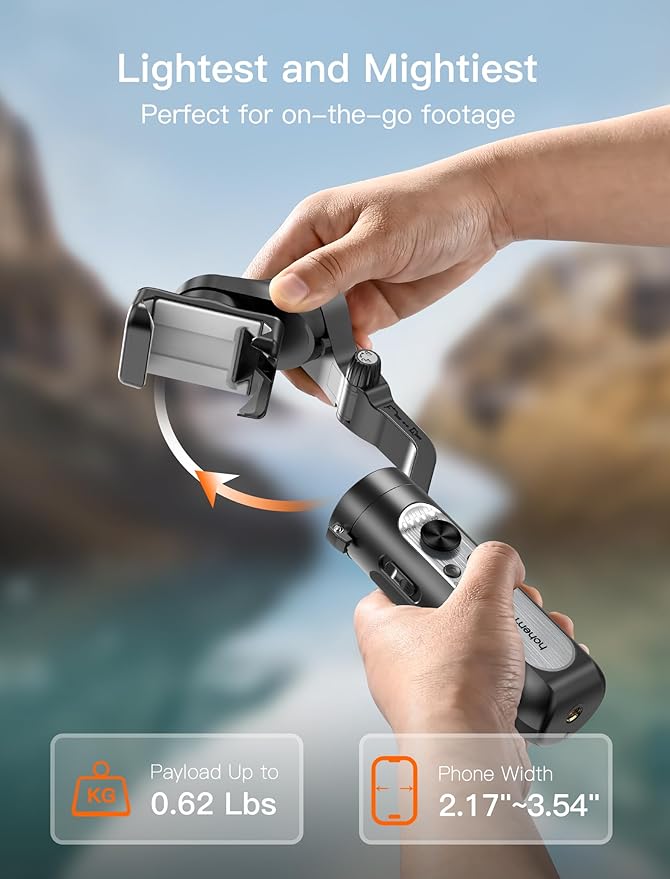 hohem iSteady XE Kit Gimbal Stabilizer for Smartphone, 3-Axis Gimbal for iPhone & Android with Magnetic Adjustable Fill Light, Portable & Foldable Stabilizer for Video Recording, YouTube TikTok Video