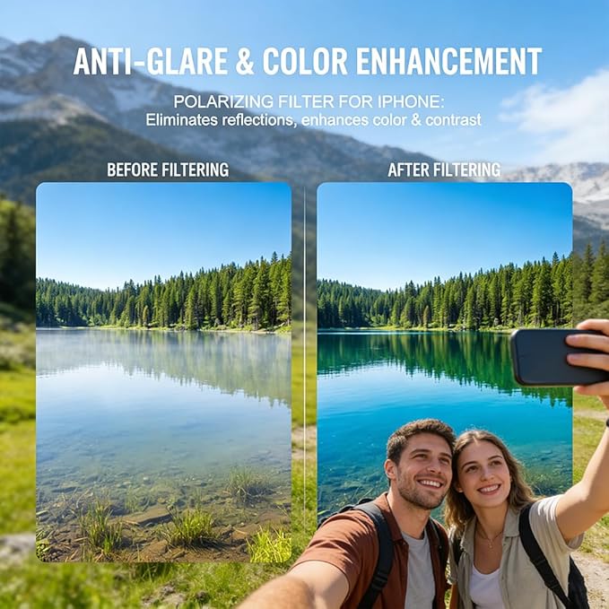 Anti-Glare Magnetic Phone Filter – Reduces Unwanted Reflections & Enhances Colors, 52mm Anti Glare Magnetic Phone Filter for Clear Photos, Quick Mount Foldable Polarizing Lens for iPhone (3)